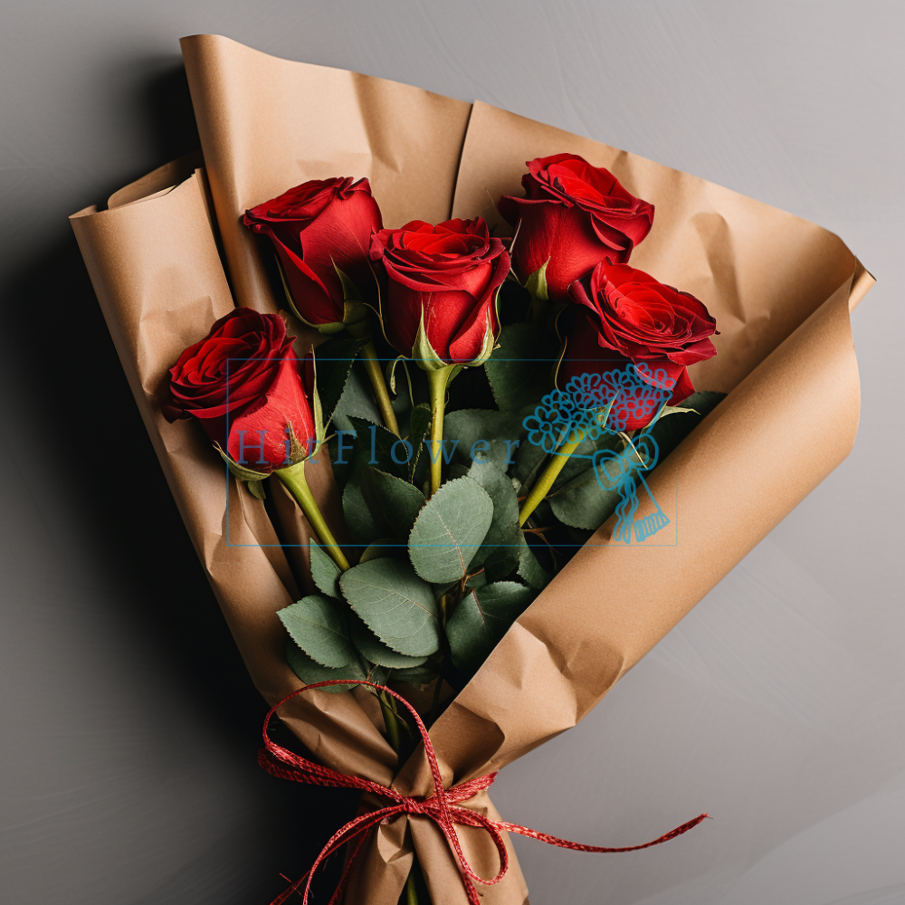 Букет 5 красных роз Букет роз 5 красных роз